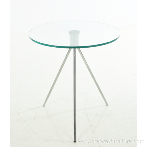 small round tempered glass coffee table